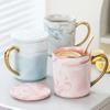 Pink/blue Nordic Style Coffee Mug Marbled Gold Rim Ceramic Mugs Household Breakfast Oatmeal Milk Tea Cup Couple Gifts Water Cups