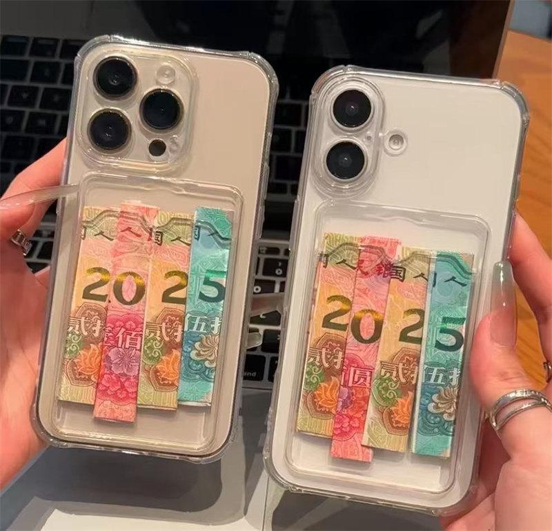Ударопрочный силиконовый прозрачный чехол для iPhone 16 15 14 13 12 Mini 11 Pro XS Max X XR 6 16E 7 8 Plus защитная задняя крышка с карманом для карт