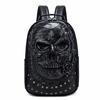 Rivet 3D Skull Skeleton Embossed Shoulder Bag Travel Backpack Restore Halloween Cool Dark Gothic Carving Backpack
