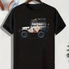 Men's Stylish Car Print T-Shirt - Comfy Summer Wear, Crew Neck, Perfect for Casual Outings & Resort Vacations