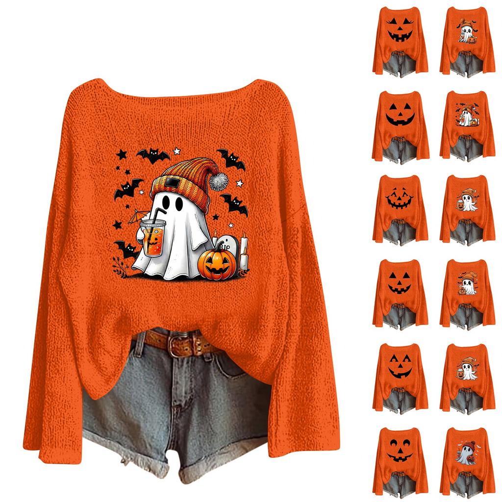Halloween Sweatshirts For Children Boys And Girls Knit Sweater Cute Shirt Fall Crewneck Pullover Tops