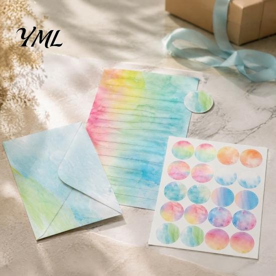 Personalized Correspondence Paper Watercolor Letterhead Set, Envelopes Letter And Stickers Elegant Stationery Kit for Women Kit, Handwritten Birthday