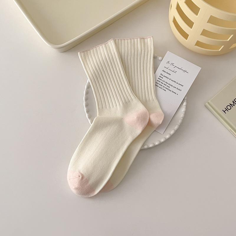 Кремовые носки для женщин без косточек средней длины универсальные свободные носки женские дезодорирующие носки для родов спортивные носки