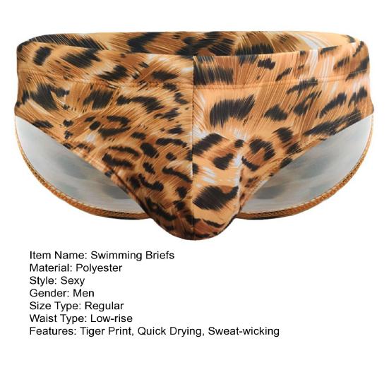 Мужские плавки с низкой посадкой, плавки с тигровым принтом, облегающие плавки