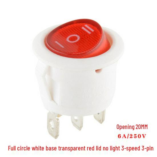 Кулисный переключатель KCD1: Круглый, Подсветка, 2/3/4-контактный, 2/3-позиционный, 6A 250V, Отверстие 20 мм.