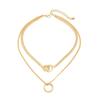 SHIXIN Vintage DoubleLayered Hollow Round Charm Necklace Women Simple Gold Color Adjustable Metal Choker Chain Accessory Jewelry