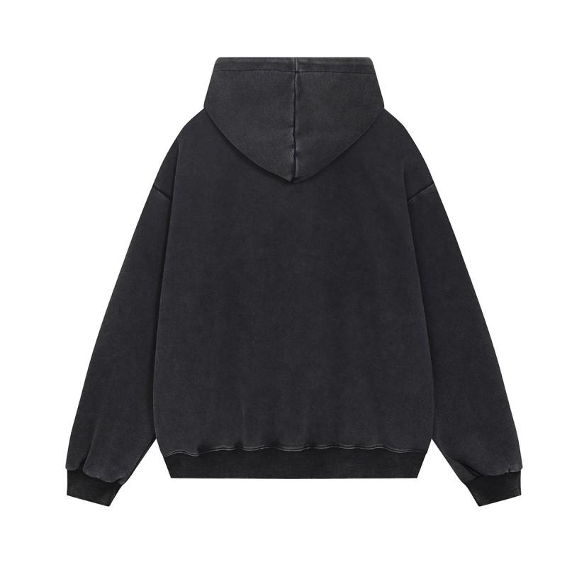 Mens Oversized Hoodie Streetwear Vintage Washed Graphic Print Cotton Sweatshirt