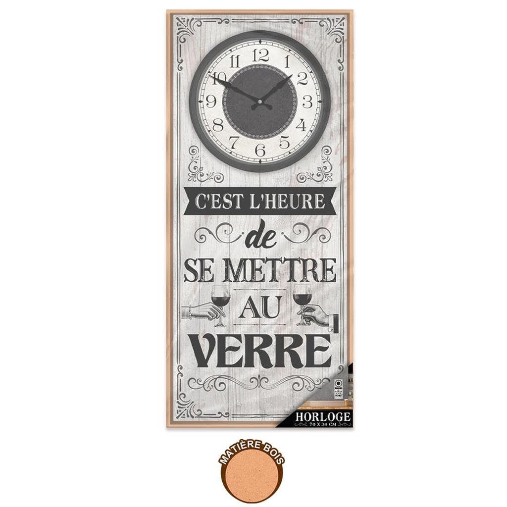 Les Trésors De Lily [A2771] — Серые деревянные настенные часы «Сообщения» (Пришло время добраться до стекла) - 70x30см