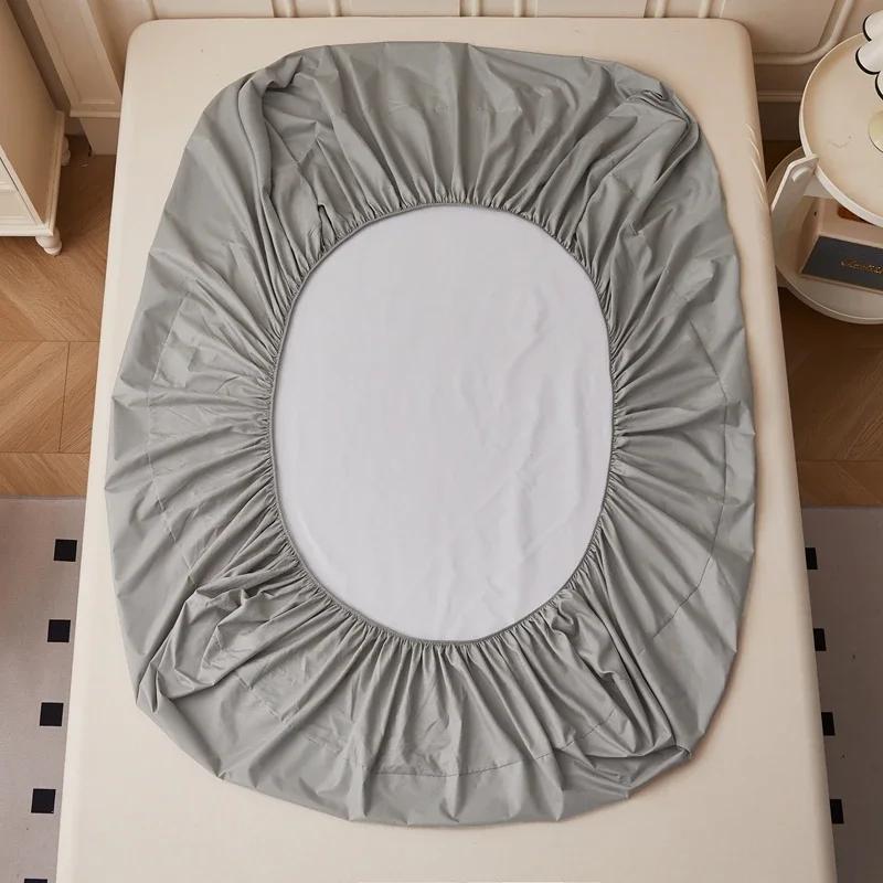 Однотонная водонепроницаемая простыня на резинке, нескользящий регулируемый наматрасник для двуспальной, королевской, полуторной кровати 90/120/150/180/200см