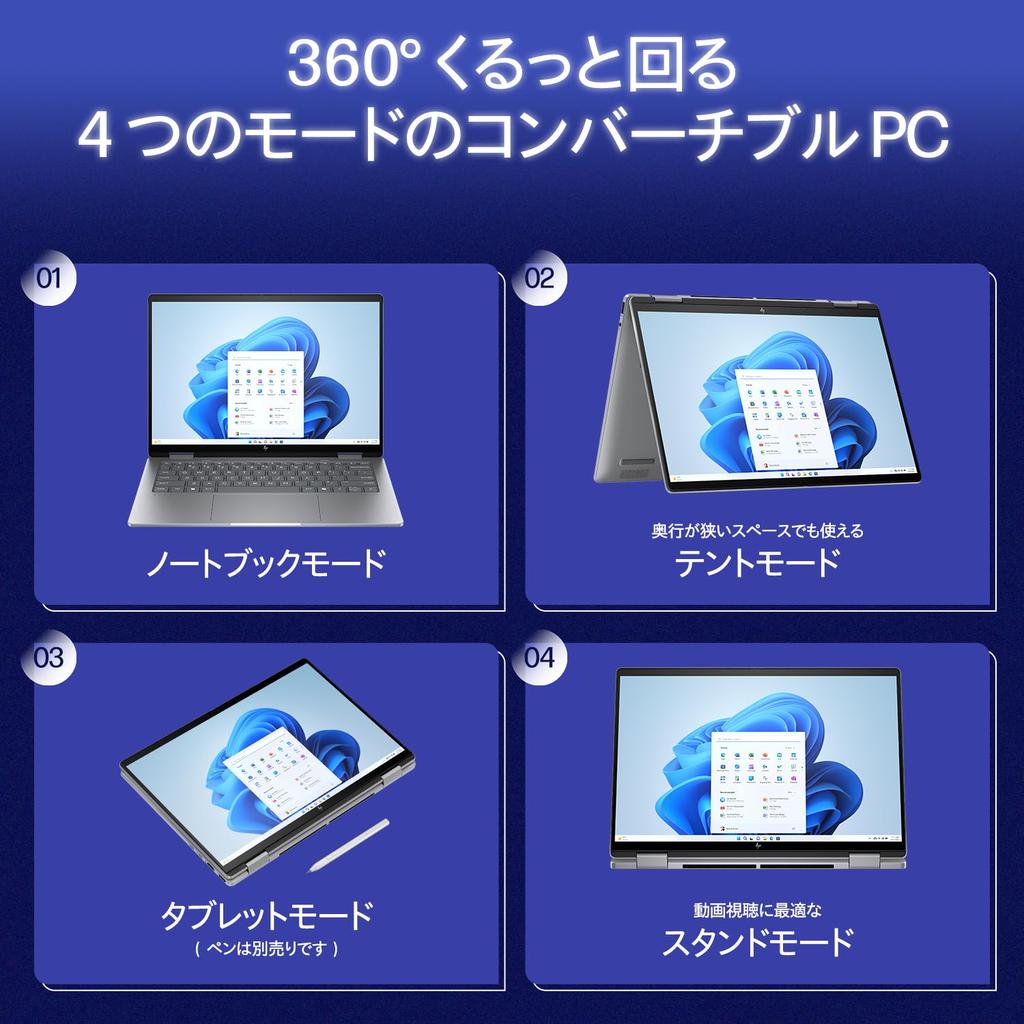 HP Envy X360 Convertible Laptop with WUXGA IPS Touch Intel Core Ultra 5 125U 16GB 512GB Windows 11 Meteor Windows Copilot and McAfee LiveSafe Edition