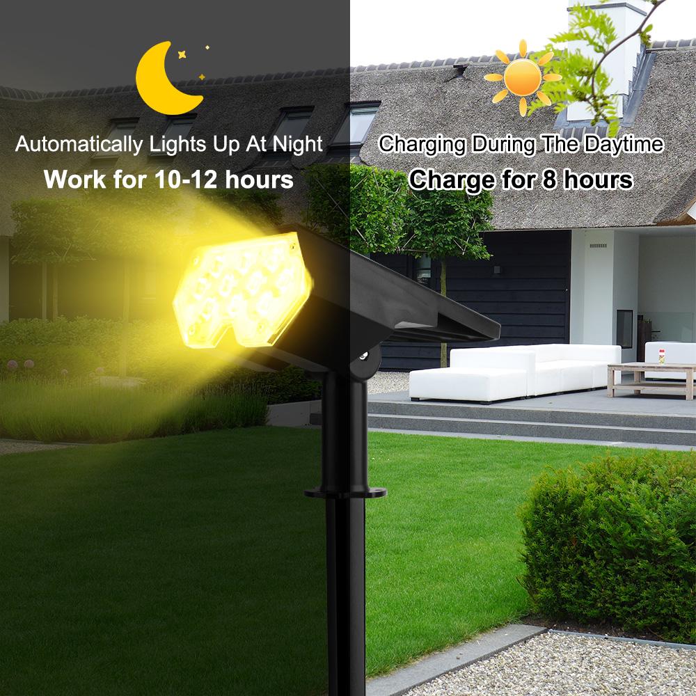 Solar 1PC Spot Light 20LED Outdoor Garden Solar Landscape Spotlights IP65 Waterproof 2 Mode Wall Light Door Backyard Garage