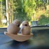 Funny Duck Gift Mini Duck Desktops Decorations 2Pcs Wood Ornament Set Couple Small Statue Decorations