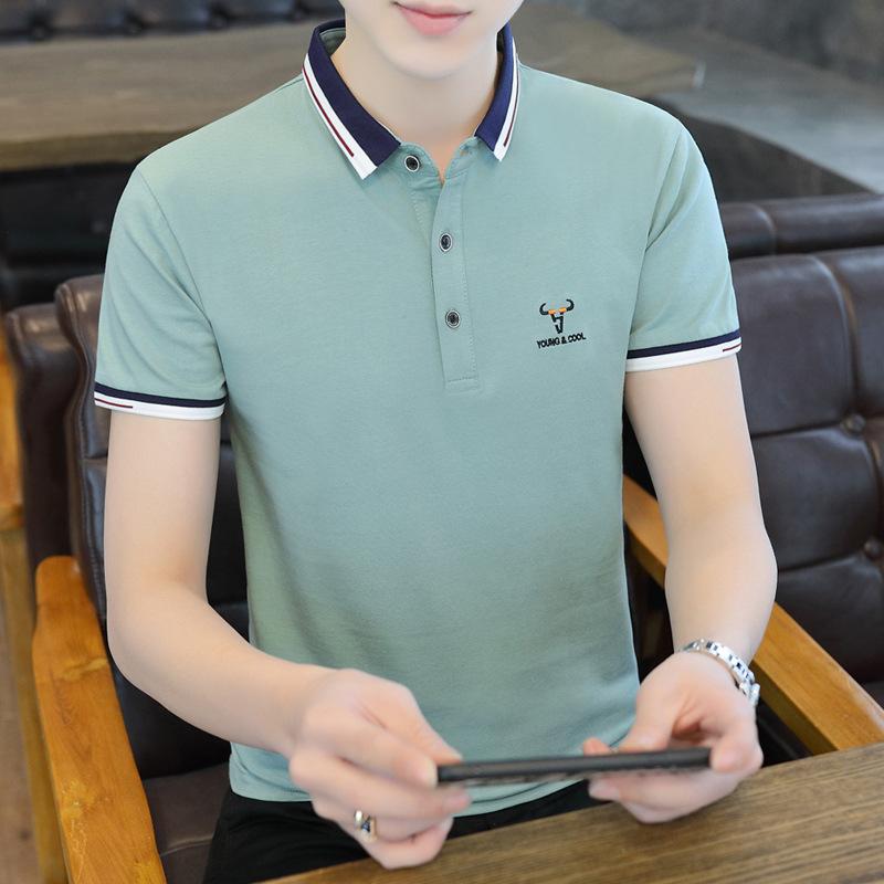 Мужская рубашка поло с лацканами Мужская футболка с коротким рукавом Свободная повседневная футболка с половиной рукава