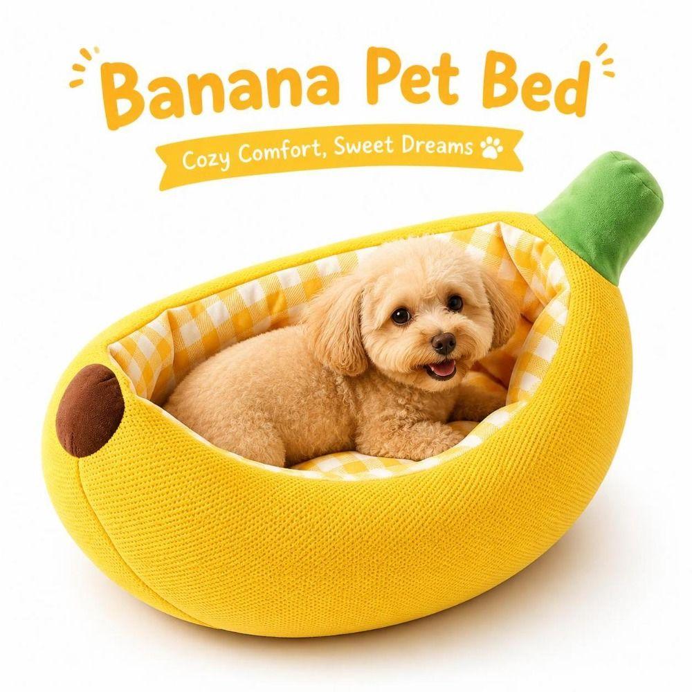 Banana Shape Cat Kennel Plush Soft Dog Bed New Pet Bed Pet Supplies
