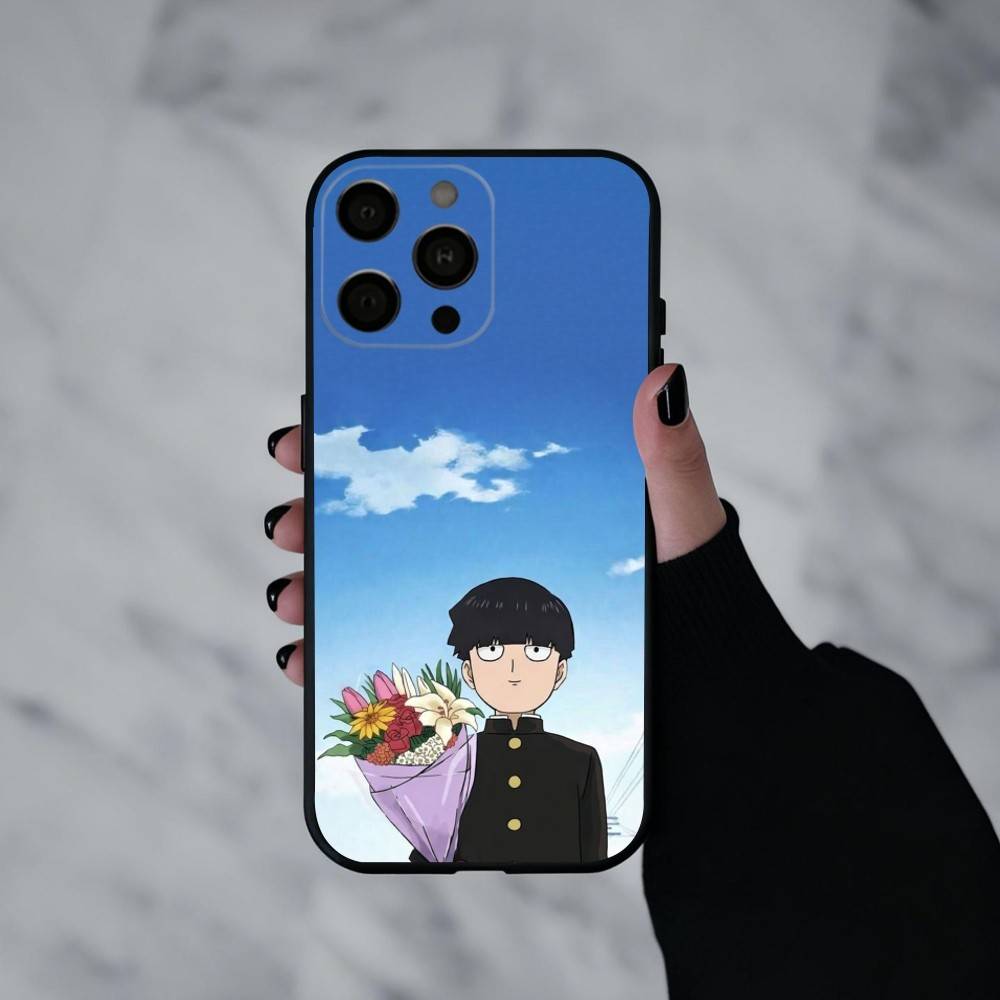 Чехол для телефона с изображением аниме m-Mob p-Psycho-o 100 Для iPhone 17pro,16,15,14,13,12,11 Plus,Pro Max,XS, Мягкий силиконовый черный чехол