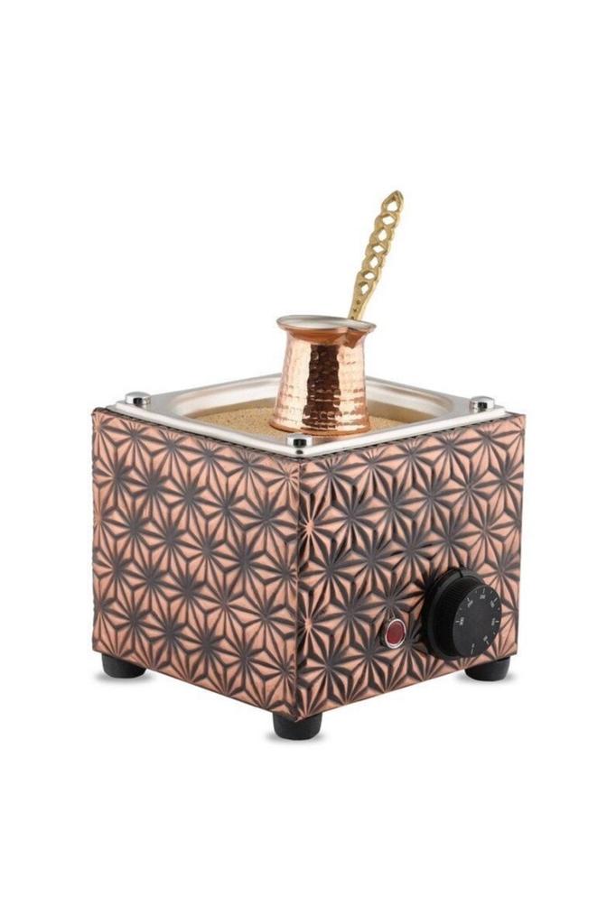 Turkish Sand Coffee Maker, Copper-Style Decorative Body, Adjustable Temperature Control, Traditional Hot Sand Brewing Machine 16*16*16