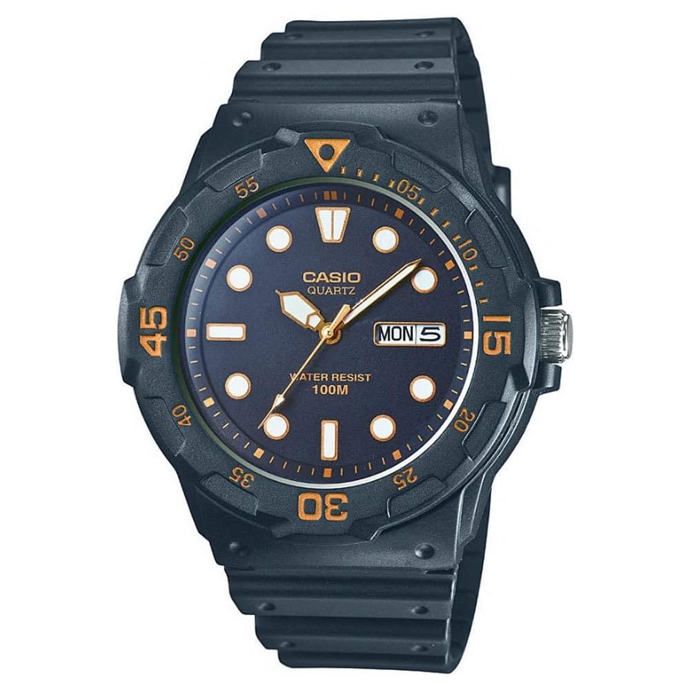 Мужские часы Casio Standard MRW-200H-1E Водонепроницаемые Черный циферблат Нейлоновый ремешок