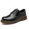 Men'S Ankle Tooling Boots Spring Autumn New Big Round Head Black Genuine Leather Shoes Men'S British Leisure Leather Shoes  M952