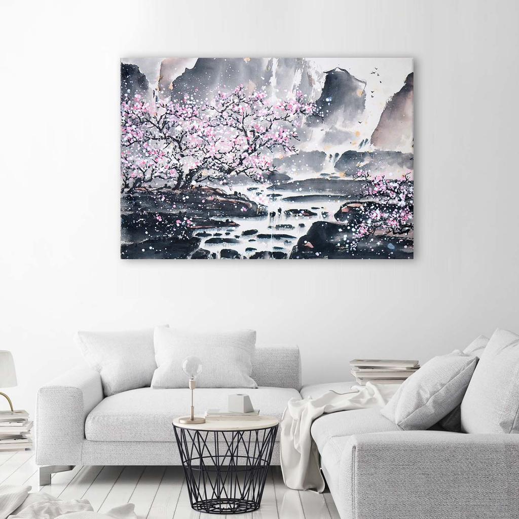 Canvas Print Japanese Landscape Watercolour