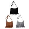 Women Tassel Shoulder Bag Large Capacity Retro Crossbody Bag Bohemian Fringe Messenger Bag for Daily Outings Work Travel