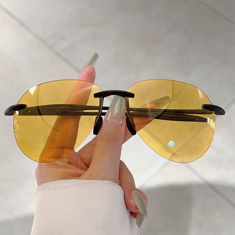 Солнцезащитные очки-пилоты без оправы для мужчин, модные поляризованные зеркальные очки, трендовый дизайн, защита от УФ-лучей, для вождения на открытом воздухе