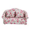 Son De ZosuMae Dollhouse Scale Dollhouse Accessories Flower Pattern Mini Furniture Sofa Set With Back Cushions [Trantean Mode] Sofa, 1/12 (# 2)