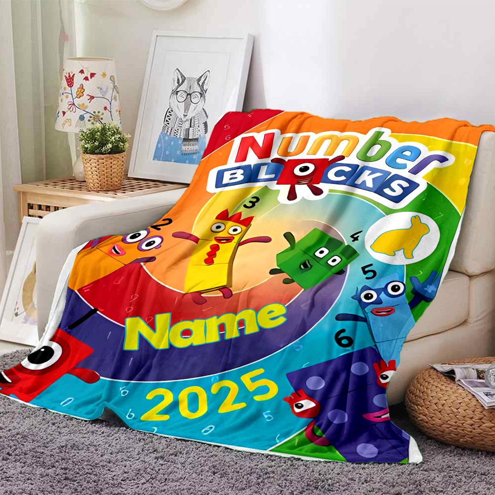 Персонализированное одеяло с именем и номером Personality Numberblocks, мягкое и теплое, для дивана, офиса, кровати, путешествий, перекуса. Подарок, подходит для всех сезонов