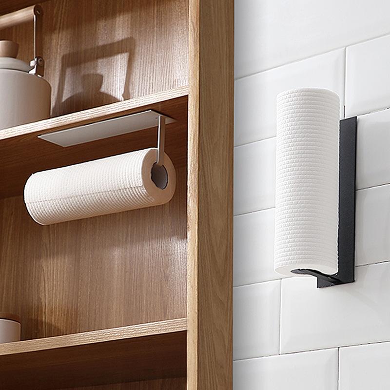 Non-perforated kitchen cabinet pasted paper towel rack Japanese paper roll rack Wall-mounted paper roll cloth storage rack