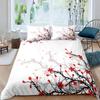 Cherry Blossoms Duvet Cover King/Queen Size,Japanese Sakura Tree Pink Floral Spring Vintage Cultural Bedding Set for Women Girls