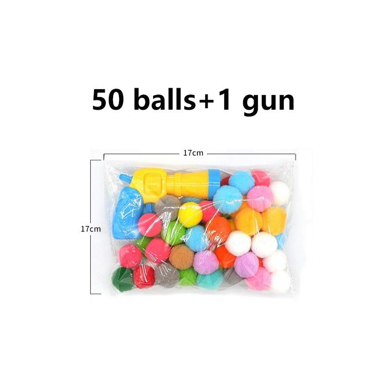 1Set Funny Cat Toys Interactive Toys Gun Plush Ball Launches High Bounce Ball Creative Kittens Mini Pompoms Pet Supplies