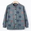 Early Autumn Grandma Sweater Cardigan Middle Elderly Knitted Autumn Coat Crew Neck Top Mother Mother-in-law Clothes