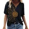 2023 Summer 5XL Women's T-Shirt Vintage Casual Black Fashion V Neck Pullover Short Sleeve Printed Loose Daily Tops Design Clothe