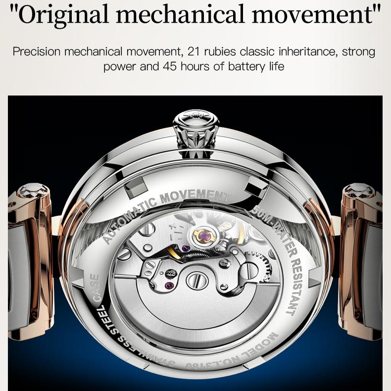 OUPINKE Часы Модный бренд Автоматические механические часы Водонепроницаемые женские часы