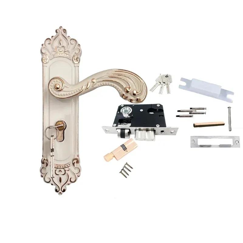 Europese Stijl Handvat Slot Deurslot Sleutel Kit Combinatie Aluminiumlegering Retro Lock Familie Kamer Deur Hardware Accessoires