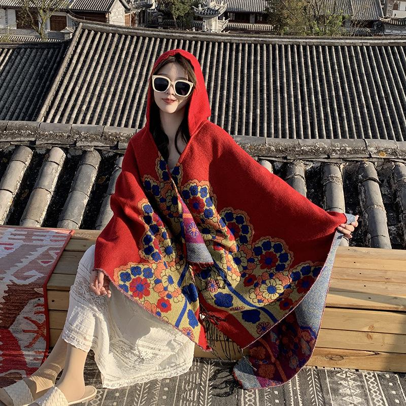 Дышащая, теплая и универсальная домашняя, осенне-зимняя женская шаль для путешествий, толстый плащ, одеяло с кондиционером