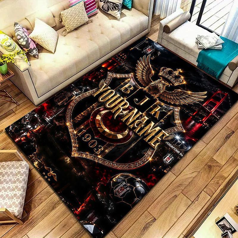 Besiktas Gymnastics Club Custom Name Carpet Rug For Living Room Bedroom Home Sofa Decoration Kids Play Nonslip Floor Mat