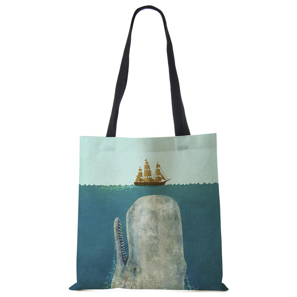 Свежая картина, милый кит, морская серия, сумка на плечо, женские сумки, дизайнерские сумки большой емкости