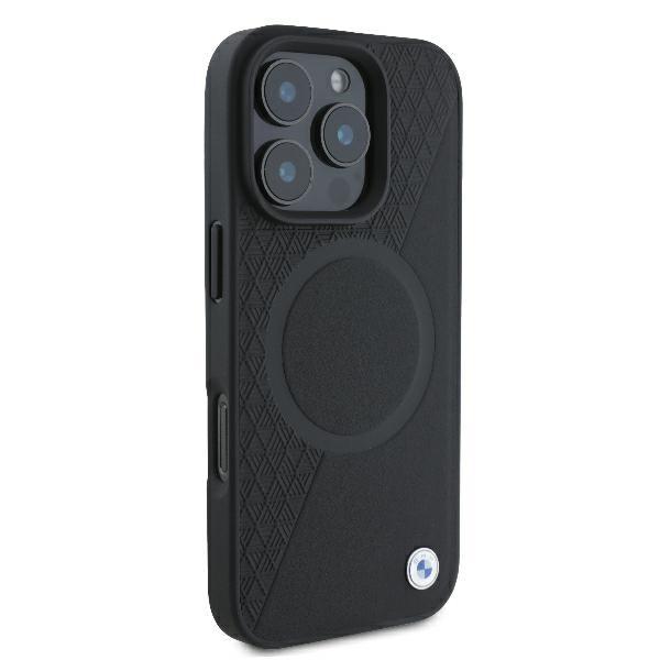 Bmw Bmhmp16L23Rtpk Iphone 16 Pro 6.3Czarny/Black Hardcase Sign Leather Half Textured And Circle Magsafe