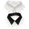 Elegant False Collar With Pearls Beaded Fringed Trim Decorative Collar Neckpiece For Women Girl Formal Event Dressingup