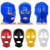 Унисекс латексный блестящий металлический открытый глаз и рот головной убор полнолицевая маска капюшон для ролевой игры костюм