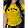 Funny New York Letter Fashion Print Casual Short Sleeve Women T-Shirt For Spring Basics O-collar Women's Clothing