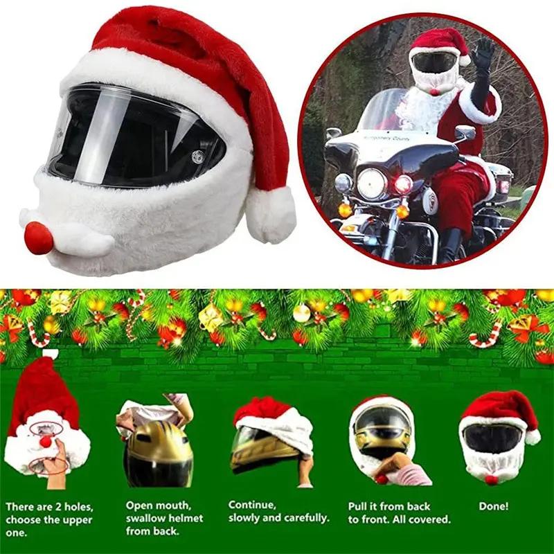 Motorcycle Helmet Cover Santa Claus Christmas Hat Funny Cute Skateboard Cycling Helmet Protection Cover Creative Gift for X-mas