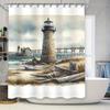 High-quality Waterproof Shower Curtain Featuring a Lighthouse Design for Bathroom Decor Modern Style Home Accessory with Durable