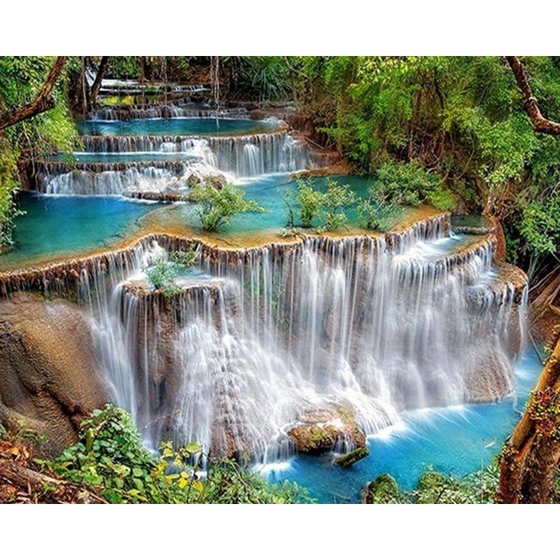 Diamond Embroidery Waterfall Landscape Picture Of Rhinestone 5D Diamond Painting Mosaic Needlework Handmade Gift