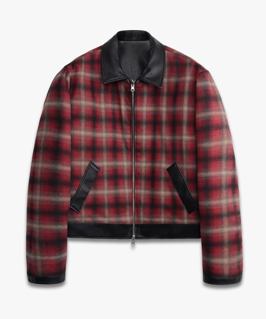 DOFFJASON Reversible Flannel Two-Face Leather Jacket Black/Red