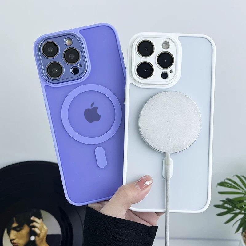 Матовый полупрозрачный чехол для телефона для iPhone 17 16 15 14 13 12 11 Pro Max Plus 16e для Magsafe Беспроводная зарядка Защитная крышка для объектива