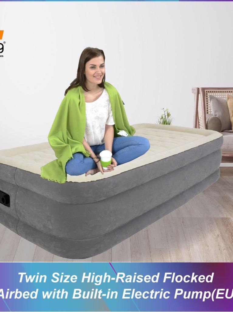 JILONG Luxury Double Layer Flocked Inflatable Bed with Built-in Pump
