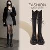 Women's 2025 Fleece-Lined Knee-High Martin Boots - Autumn/Winter Mid-Calf Long Knight Style