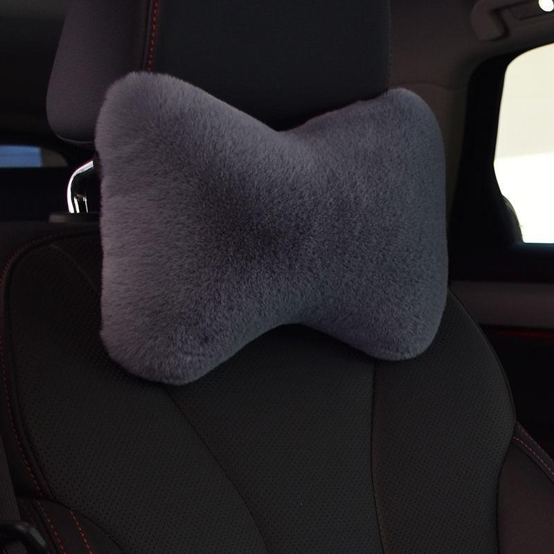 Подушка для поддержки шеи и поясницы в автомобильном сиденье, плюшевая подушка для подголовника автомобиля, теплая и комфортная универсальная подушка для поддержки поясницы
