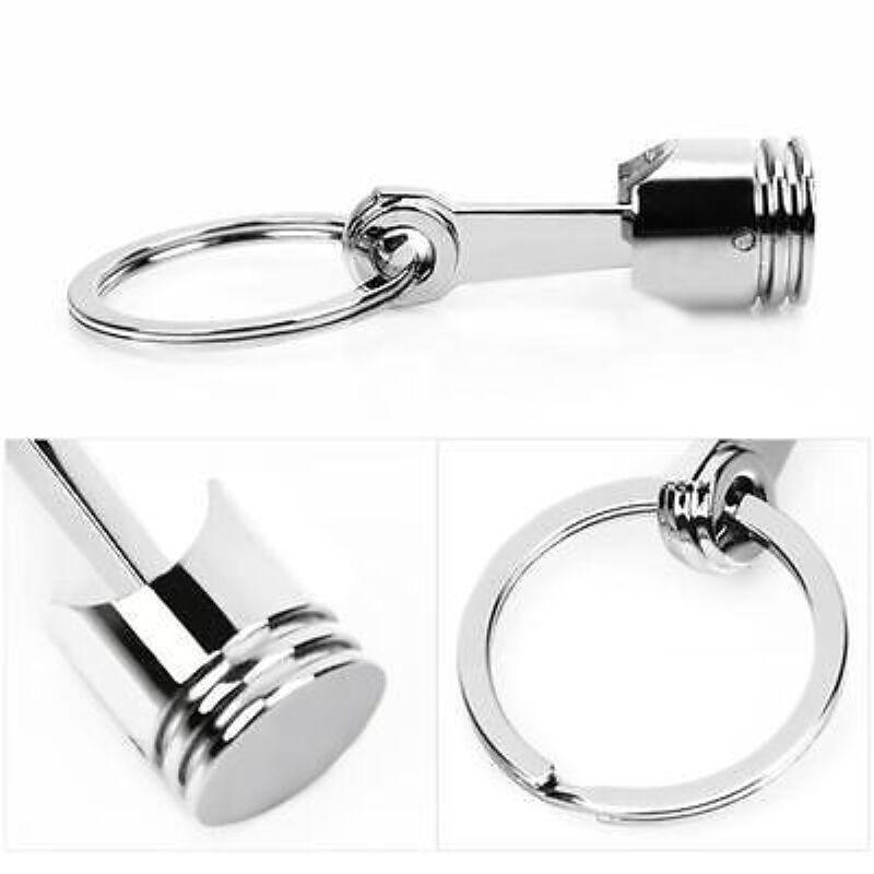 Fashion Engine Auto Car Part Silver Metal Piston Model Alloy Keychain Keyring Keyfob Gifts CLE